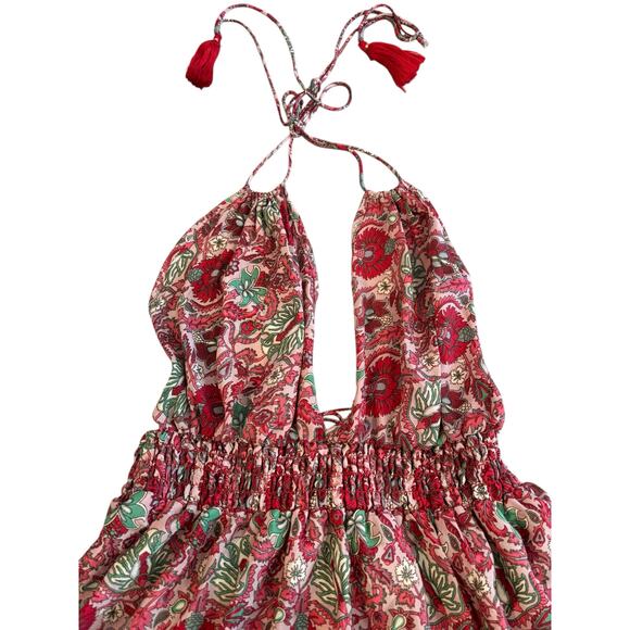 ZURY SILK BLEND HALTER OPEN BACK DRESS NWT ONE SIZE - Picture 3 of 8